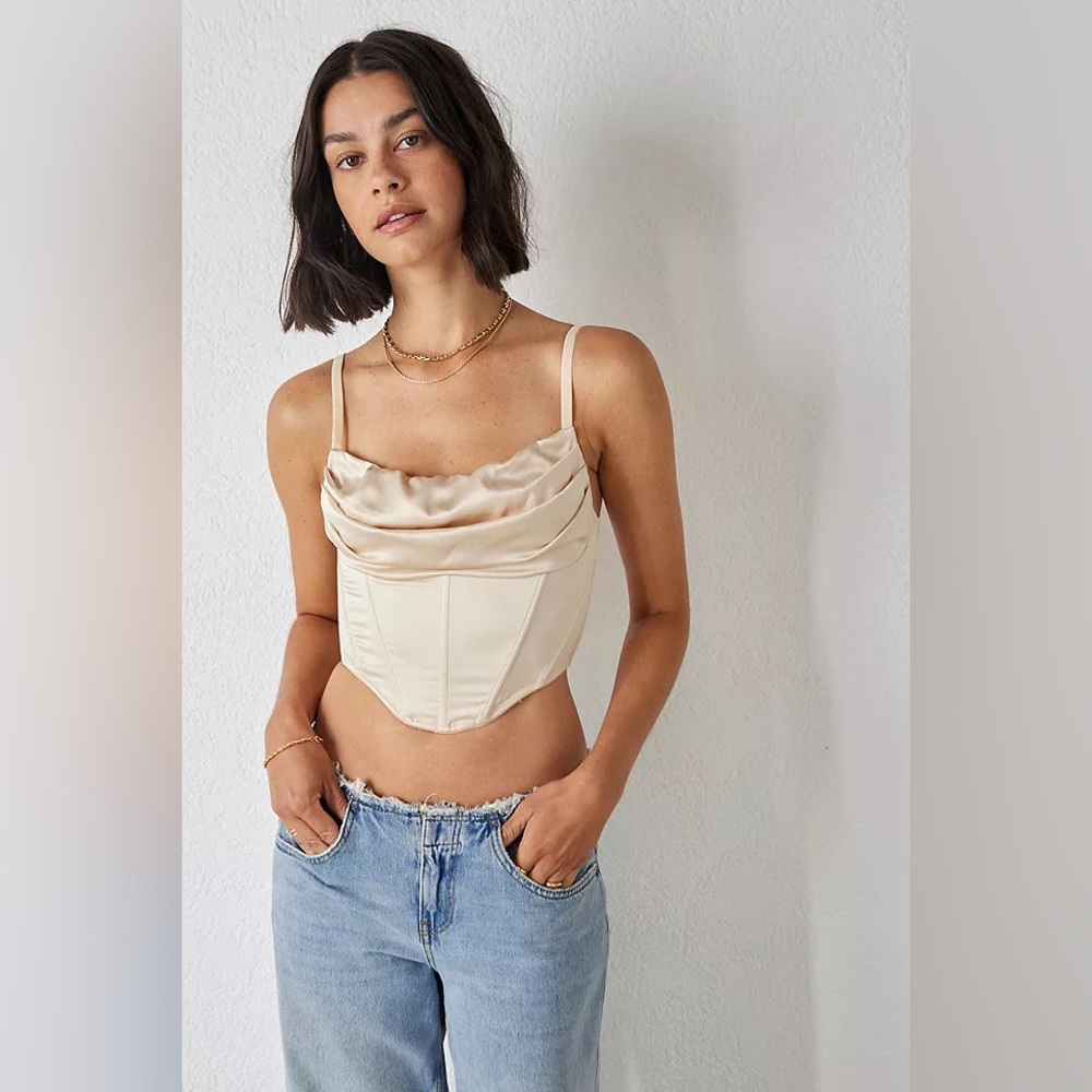 URBAN OUTFITTERS LEXI SATIN COWL CORSET TOP